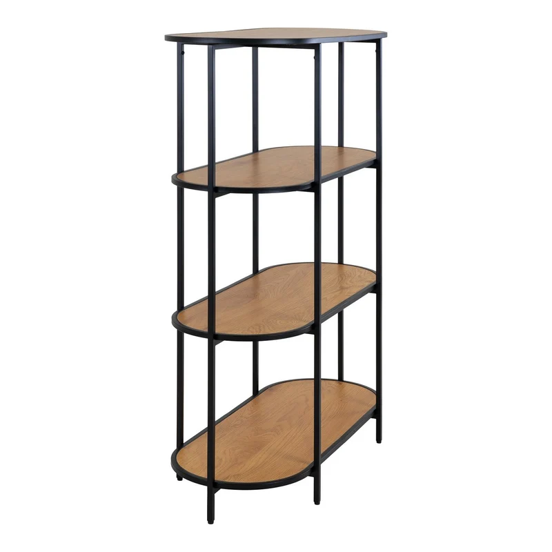 House Nordic Regal Vita – Eichenoptik, schwarz, 85 × 36 × 111 cm