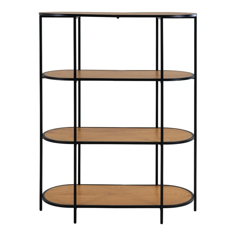 House Nordic Regal Vita – Eichenoptik, schwarz, 85 × 36 × 111 cm