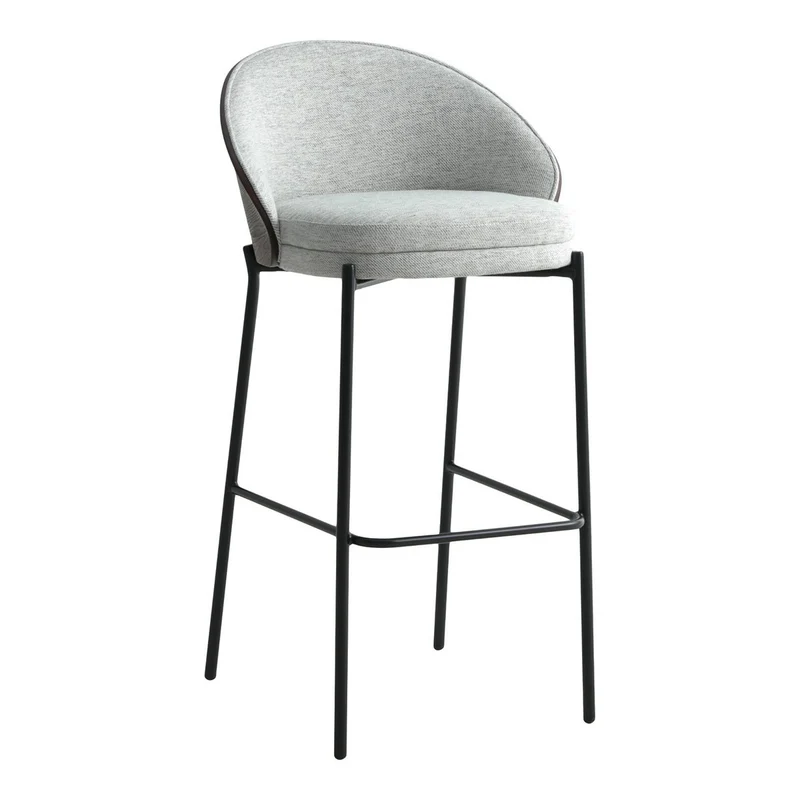 House Nordic Barstuhl Canelas – Hellgrau/Dunkelbraun, MDF/Polyester/Stahl, 54 × 50 × 76,5 cm, 2er-Set