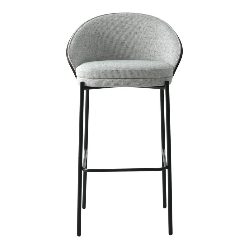 House Nordic Barstuhl Canelas – Hellgrau/Dunkelbraun, MDF/Polyester/Stahl, 54 × 50 × 76,5 cm, 2er-Set