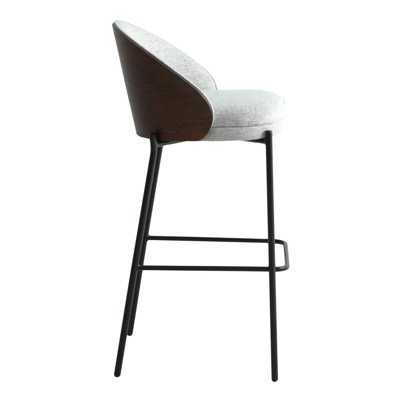 House Nordic Barstuhl Canelas – Hellgrau/Dunkelbraun, MDF/Polyester/Stahl, 54 × 50 × 76,5 cm, 2er-Set