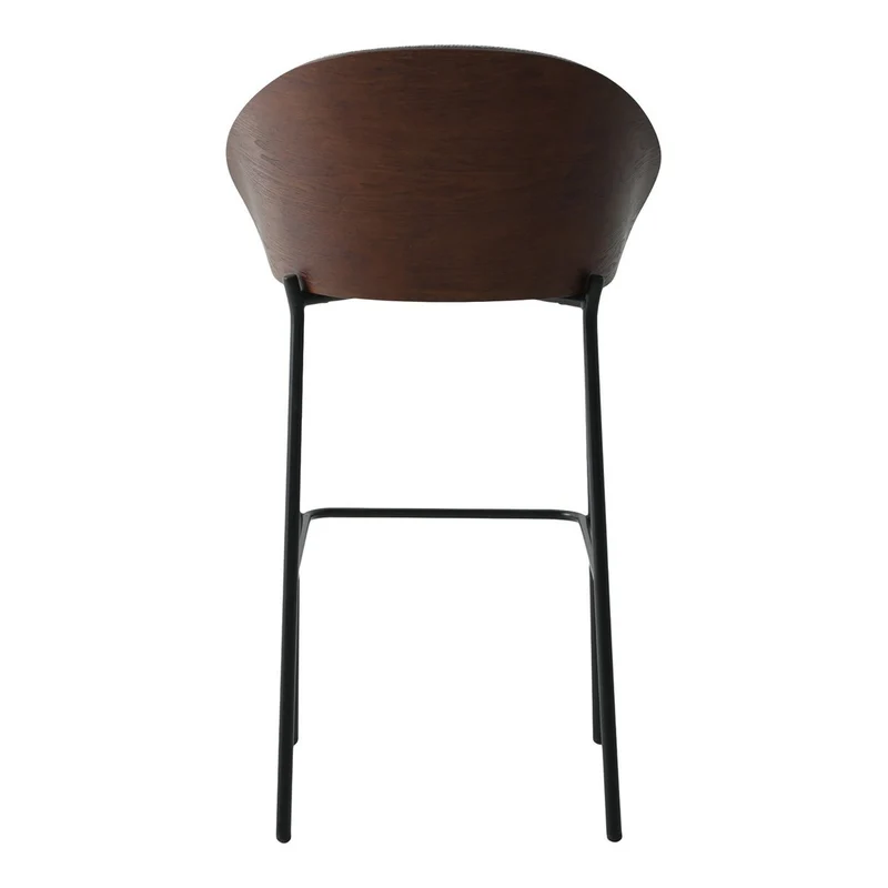 House Nordic Barstuhl Canelas – Hellgrau/Dunkelbraun, MDF/Polyester/Stahl, 54 × 50 × 76,5 cm, 2er-Set