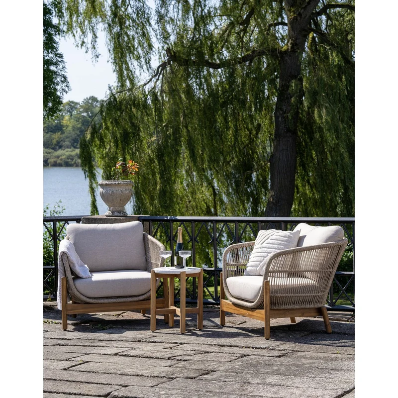House Nordic Beistelltisch Terracina – Natur/Weiß, Acacia/Terrazzo, Ø 37 × 46 cm