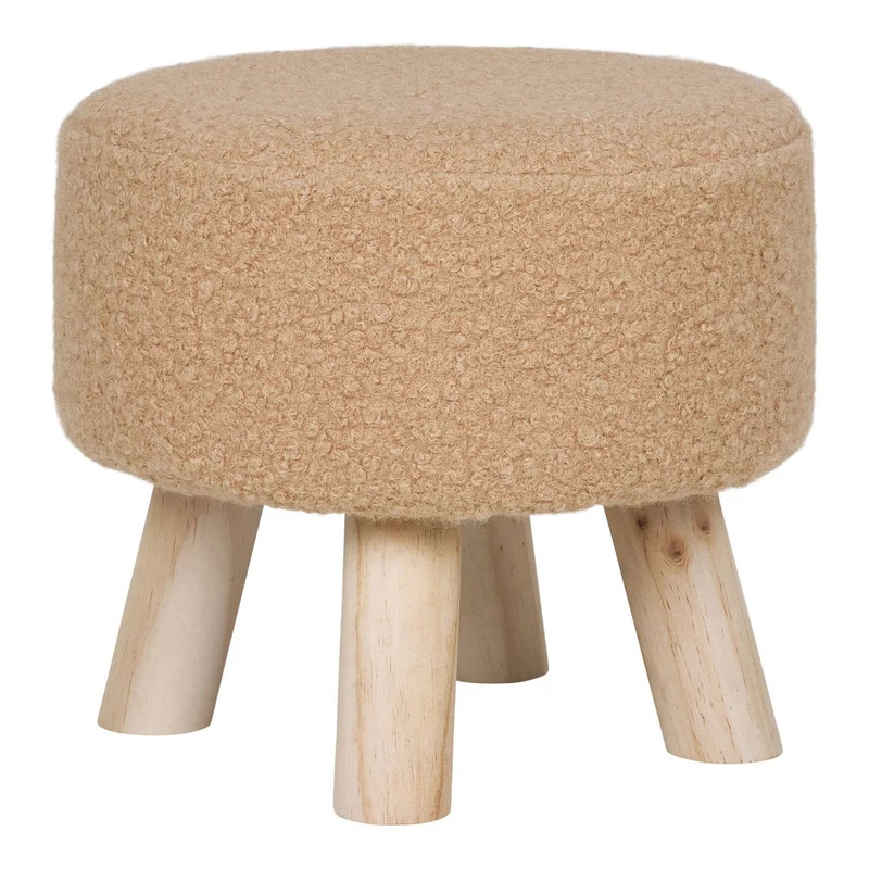 House Nordic Hocker Aberdeen – Sand, Ø 31 × 29 cm, Polyester, Schaumstoff