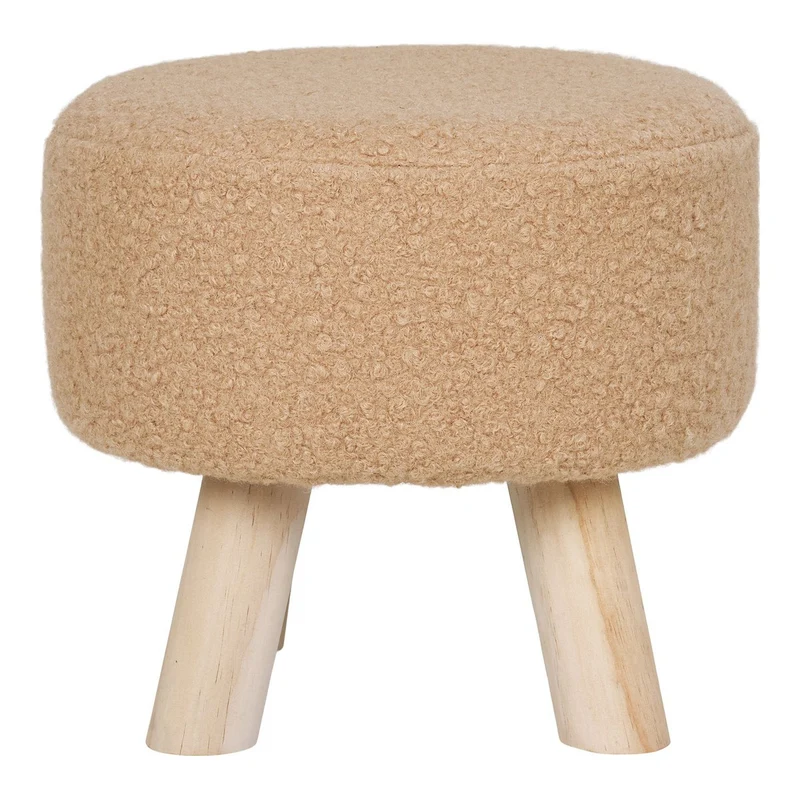 House Nordic Hocker Aberdeen – Sand, Ø 31 × 29 cm, Polyester, Schaumstoff