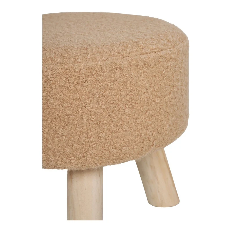 House Nordic Hocker Aberdeen – Sand, Ø 31 × 29 cm, Polyester, Schaumstoff