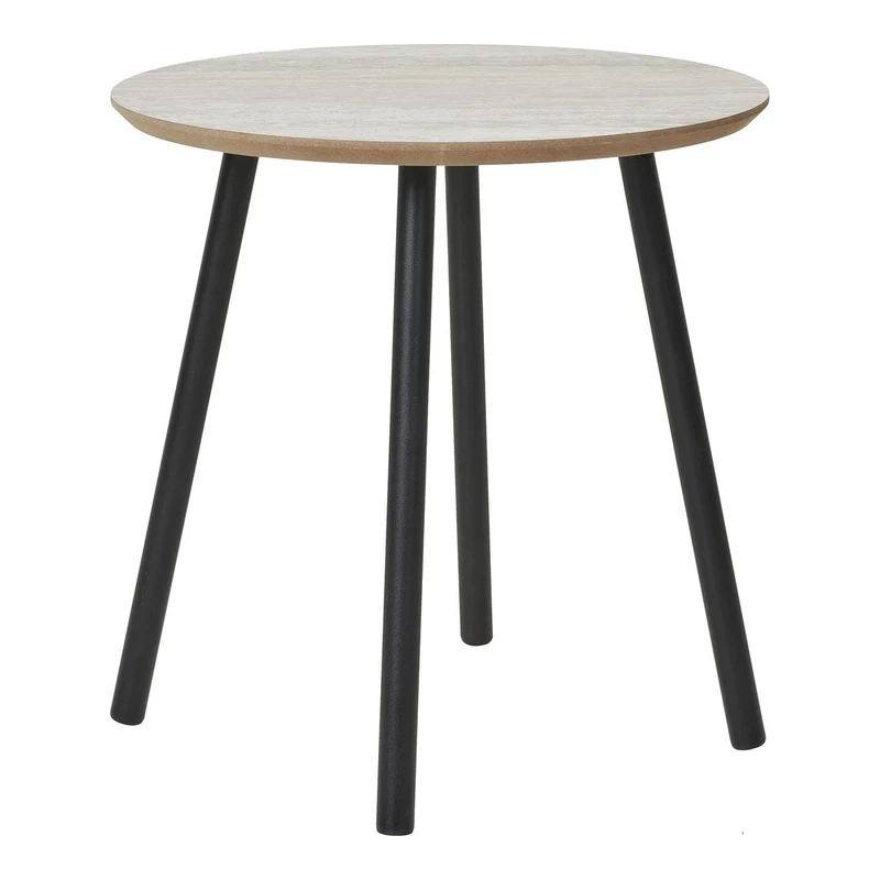 House Nordic Beistelltisch Aalst – Stahl, MDF, Schwarz, Beige - Ø 40 × 40 cm