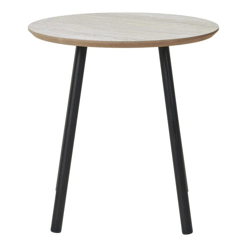 House Nordic Beistelltisch Aalst – Stahl, MDF, Schwarz, Beige - Ø 40 × 40 cm
