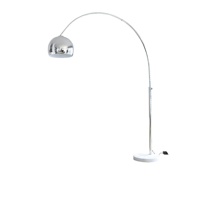 SalesFever Bogenleuchte Arc – Chrom mit Marmorsockel, 208 cm