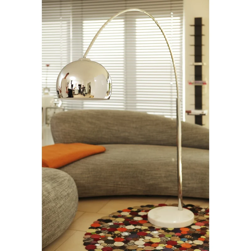 SalesFever Bogenleuchte Arc – Chrom mit Marmorsockel, 208 cm