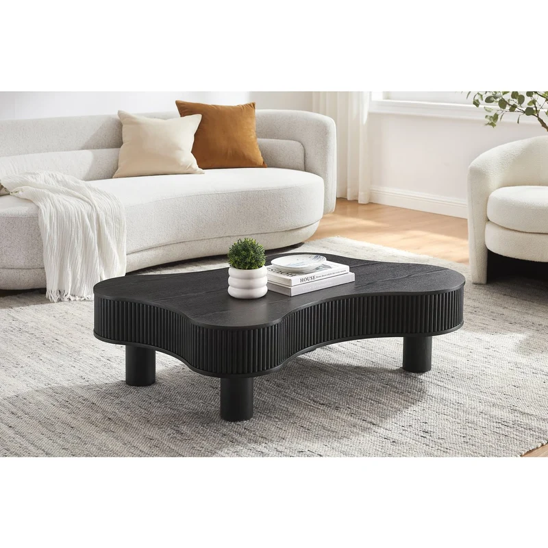 SalesFever Couchtisch Wave – Schwarz 116 × 77 cm