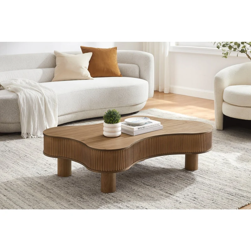 SalesFever Couchtisch Wave – Walnuss 116 × 77 cm
