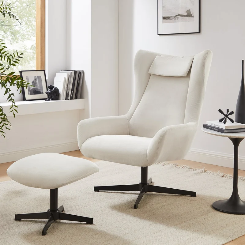 SalesFever Relaxsessel Haven mit Hocker – Creme