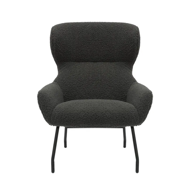 SalesFever Relaxsessel Haven Teddy mit Hocker – Anthrazit