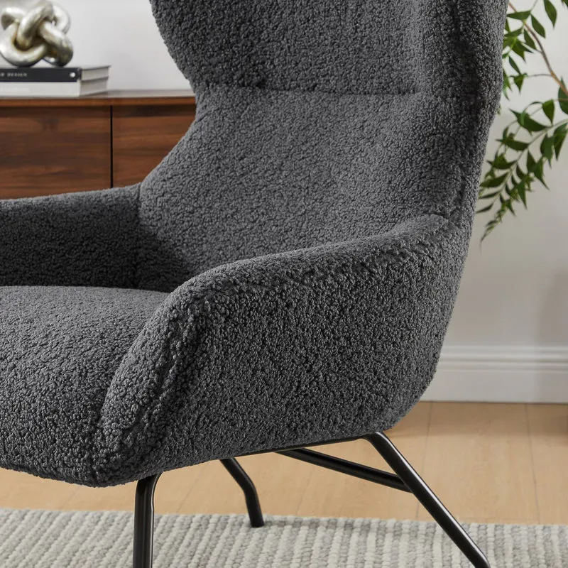 SalesFever Relaxsessel Haven Teddy mit Hocker – Anthrazit