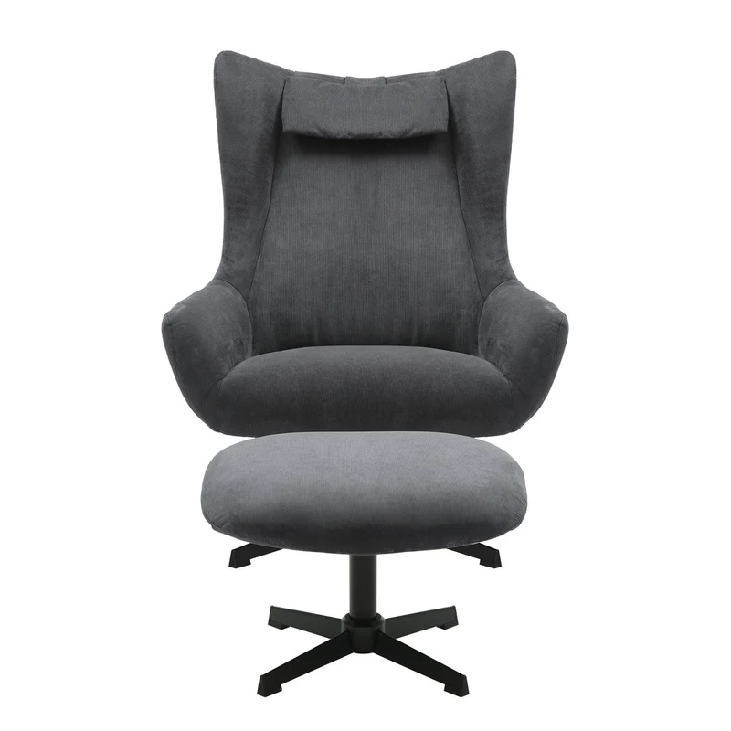 SalesFever Relaxsessel Haven mit Hocker – Cord Grau
