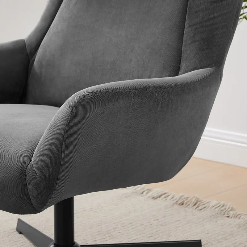 SalesFever Relaxsessel Haven mit Hocker – Cord Grau