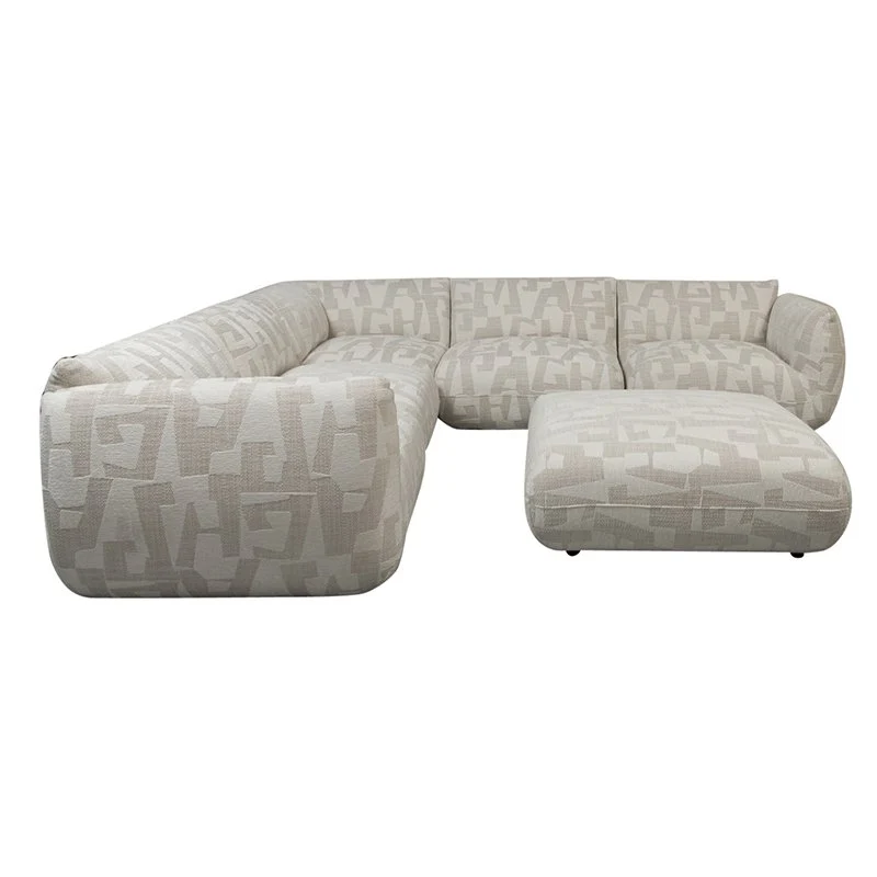 Pole to Pole Amsterdam 6-Sitzer Ecksofa mit Ottomane – Weiße Glyphen, 304,5 × 304,5 cm