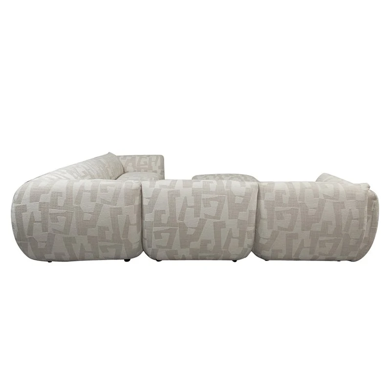 Pole to Pole Amsterdam 6-Sitzer Ecksofa mit Ottomane – Weiße Glyphen, 304,5 × 304,5 cm