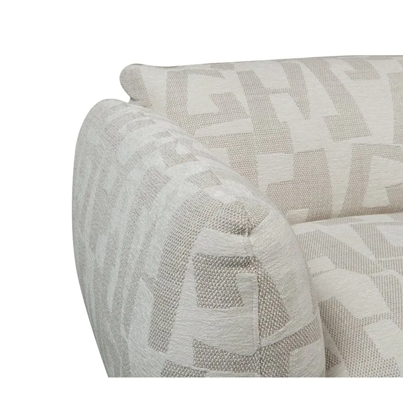 Pole to Pole Amsterdam 6-Sitzer Ecksofa mit Ottomane – Weiße Glyphen, 304,5 × 304,5 cm