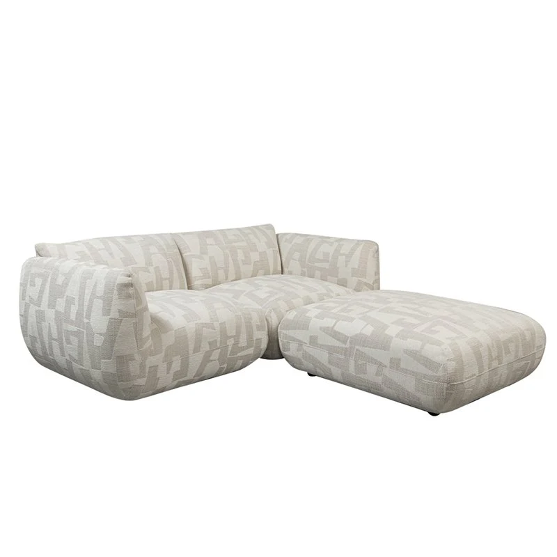 Pole to Pole Sofa Amsterdam 2,5-Sitzer mit Ottomane – Weiße Glyphen, 215 × 168 cm