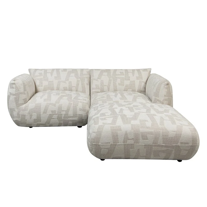 Pole to Pole Sofa Amsterdam 2,5-Sitzer mit Ottomane – Weiße Glyphen, 215 × 168 cm