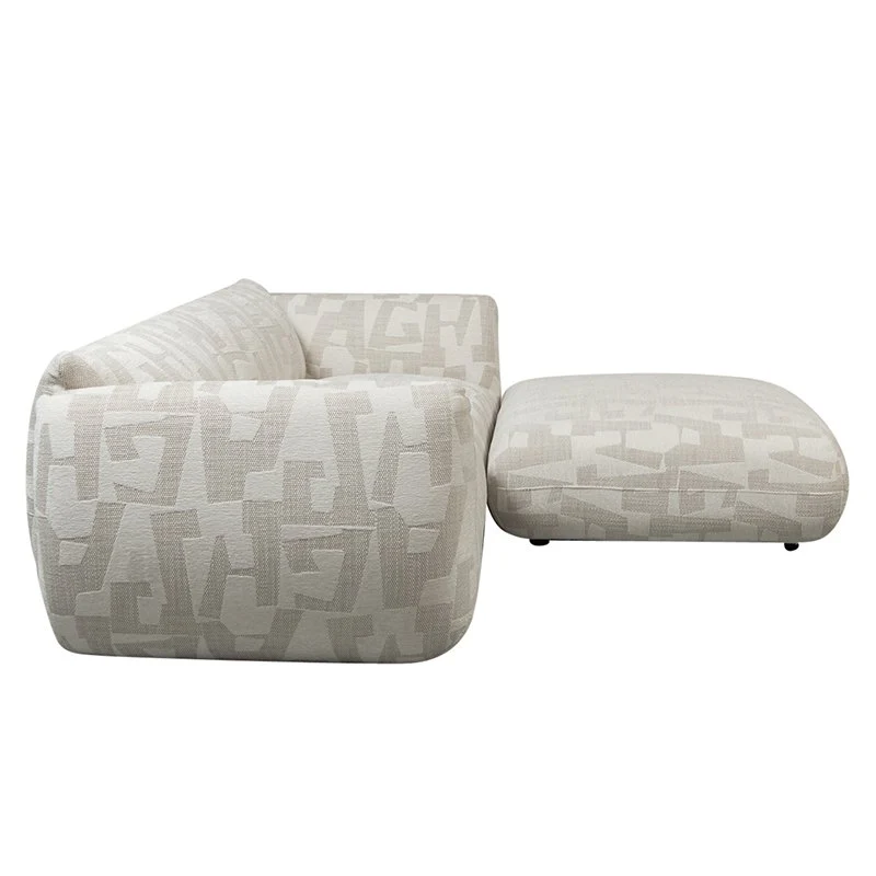 Pole to Pole Sofa Amsterdam 2,5-Sitzer mit Ottomane – Weiße Glyphen, 215 × 168 cm