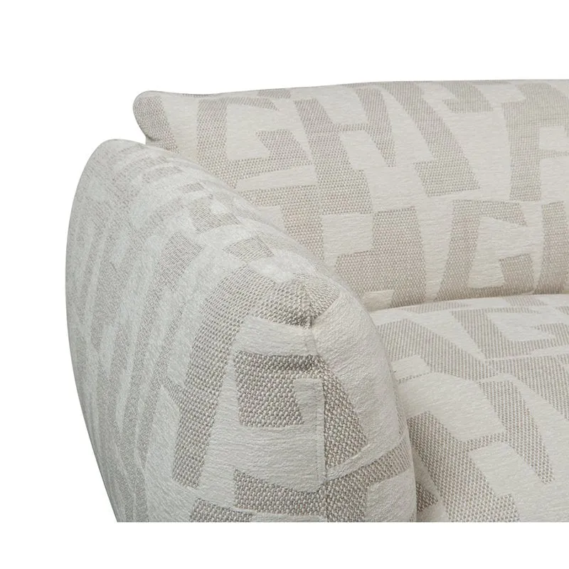 Pole to Pole Sofa Amsterdam 2,5-Sitzer mit Ottomane – Weiße Glyphen, 215 × 168 cm