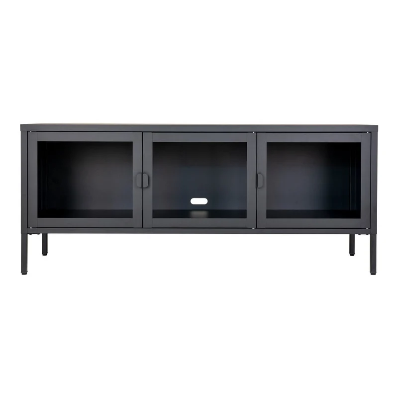 House Nordic Bank Brisbane TV – schwarzer Stahl und Glas, 130 × 40 × 55 cm