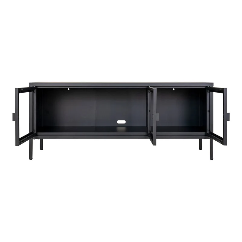 House Nordic Bank Brisbane TV – schwarzer Stahl und Glas, 130 × 40 × 55 cm