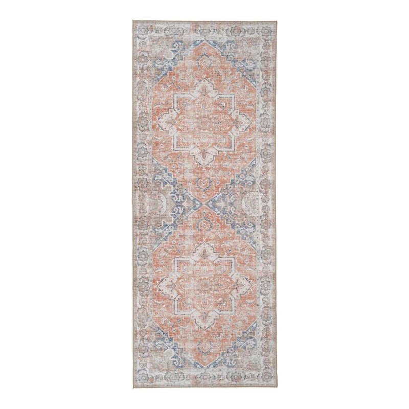 House Nordic Havana Flurläufer – Blau/Orange, Chenille-Polyester, 80 × 200 cm