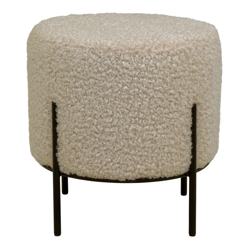 House Nordic Pouf Alford – Graubraun, künstliches Lammfell, Ø 35,5 × 37 cm