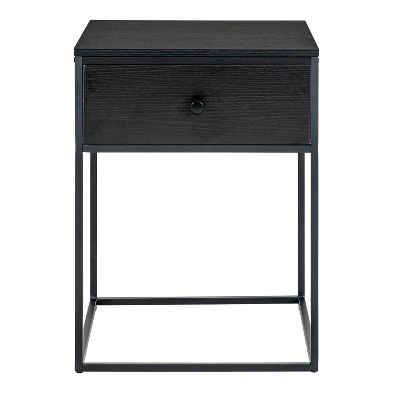 House Nordic Beistelltisch Vita – Stahl und Melamin in Schwarz, 40 × 40 × 55 cm