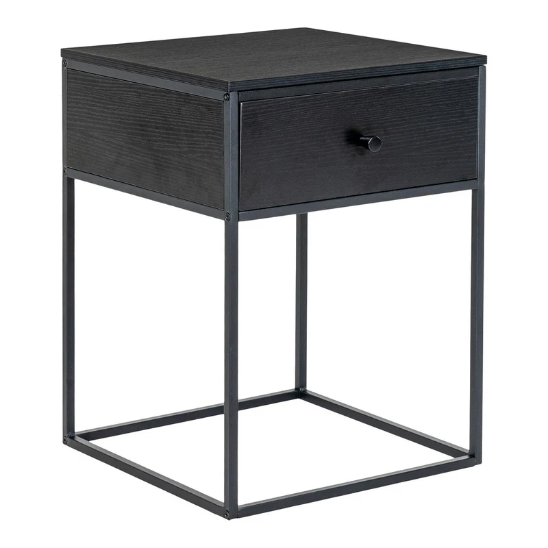 House Nordic Beistelltisch Vita – Stahl und Melamin in Schwarz, 40 × 40 × 55 cm