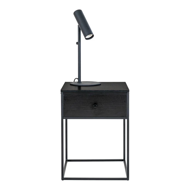 House Nordic Beistelltisch Vita – Stahl und Melamin in Schwarz, 40 × 40 × 55 cm