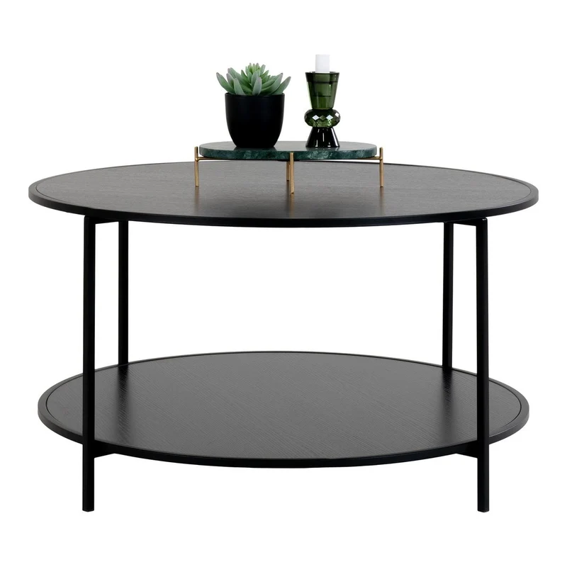 House Nordic Couchtisch Vita – Stahl und Melamin in Schwarz, Ø 80 cm