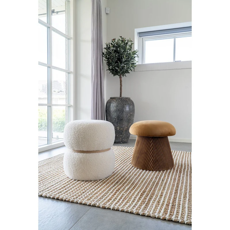House Nordic Pouf Hampton – Ocker, Samt, Ø 39 × 42 cm