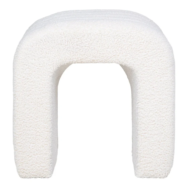 House Nordic Pouf Colma – Weiß, Teddy-Bouclé, 41 × 35 × 36,5 cm
