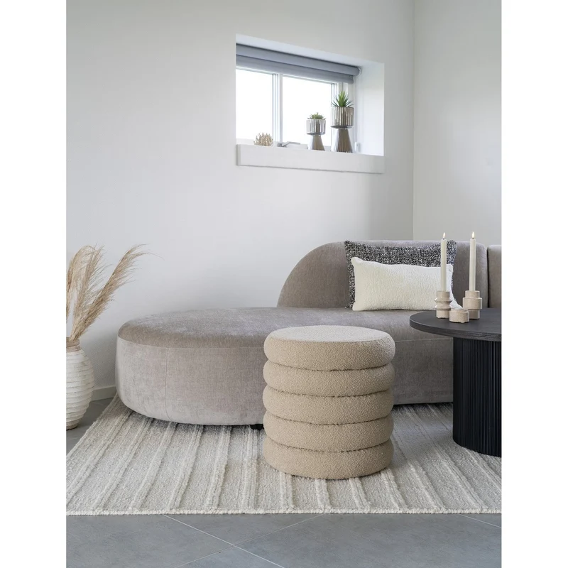 House Nordic Brooklyn Aufbewahrungspouf – Beige, Bouclé, Ø 44 × 44 cm
