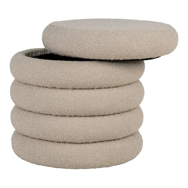House Nordic Brooklyn Aufbewahrungspouf – Beige, Bouclé, Ø 44 × 44 cm