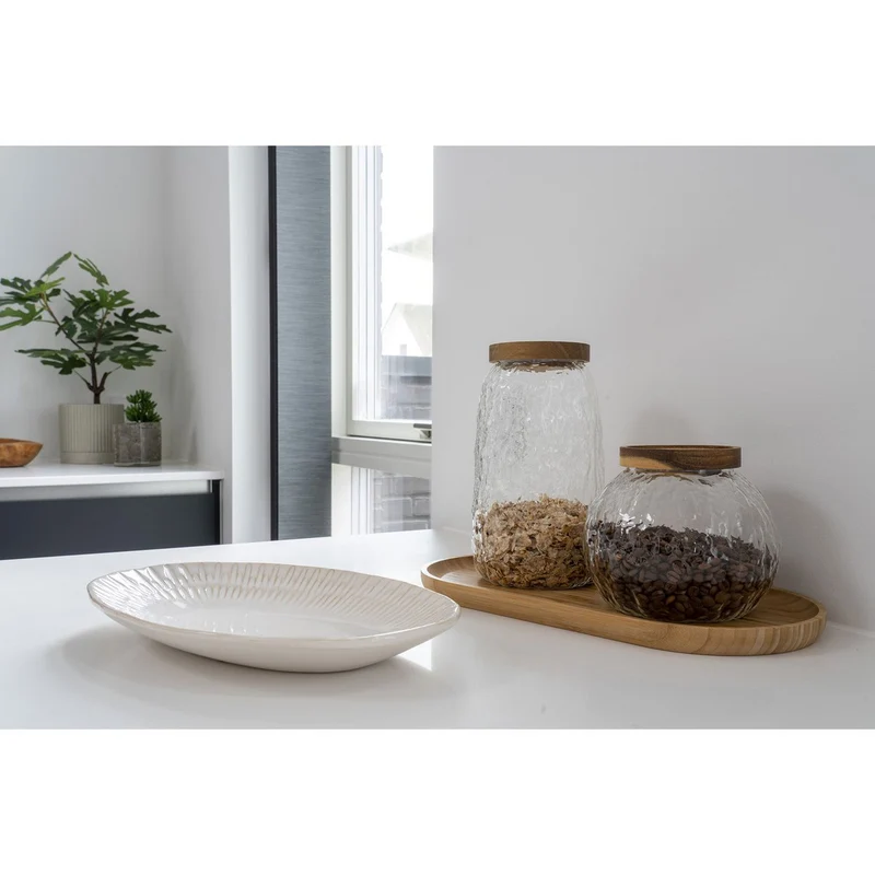 House Nordic Tablett – Weiß, Keramik, 30,5 × 20,3 × 3,8 cm