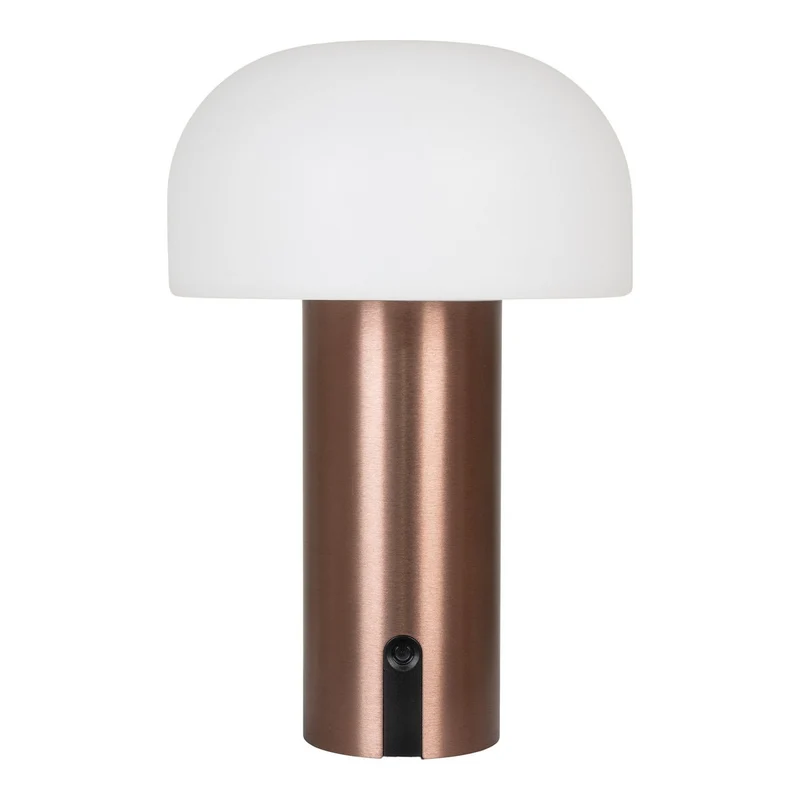 House Nordic Soham LED-Lampe – Lampe, wiederaufladbar, weiß/kupfer, Metall, Kupfer, 15 × 15 × 22 cm