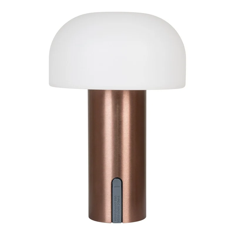House Nordic Soham LED-Lampe – Lampe, wiederaufladbar, weiß/kupfer, Metall, Kupfer, 15 × 15 × 22 cm