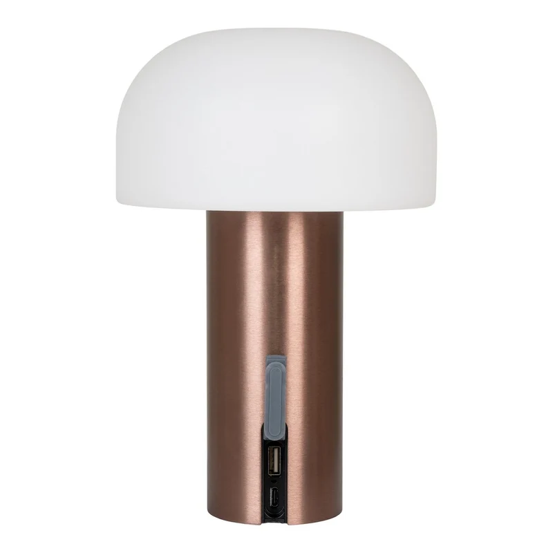 House Nordic Soham LED-Lampe – Lampe, wiederaufladbar, weiß/kupfer, Metall, Kupfer, 15 × 15 × 22 cm