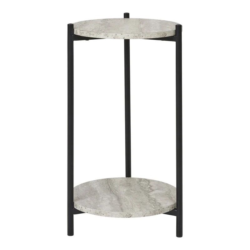 House Nordic Beistelltisch Leuven – Schwarz/Beige, Stahl, MDF, Ø 27 × 46 cm