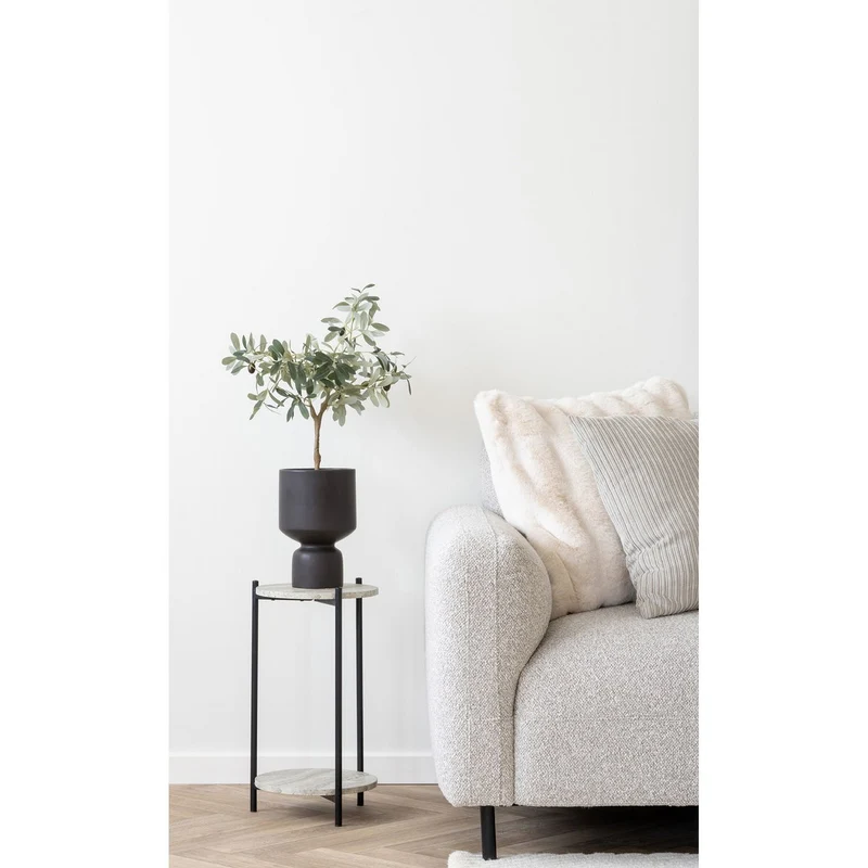 House Nordic Beistelltisch Leuven – Schwarz/Beige, Stahl, MDF, Ø 27 × 46 cm