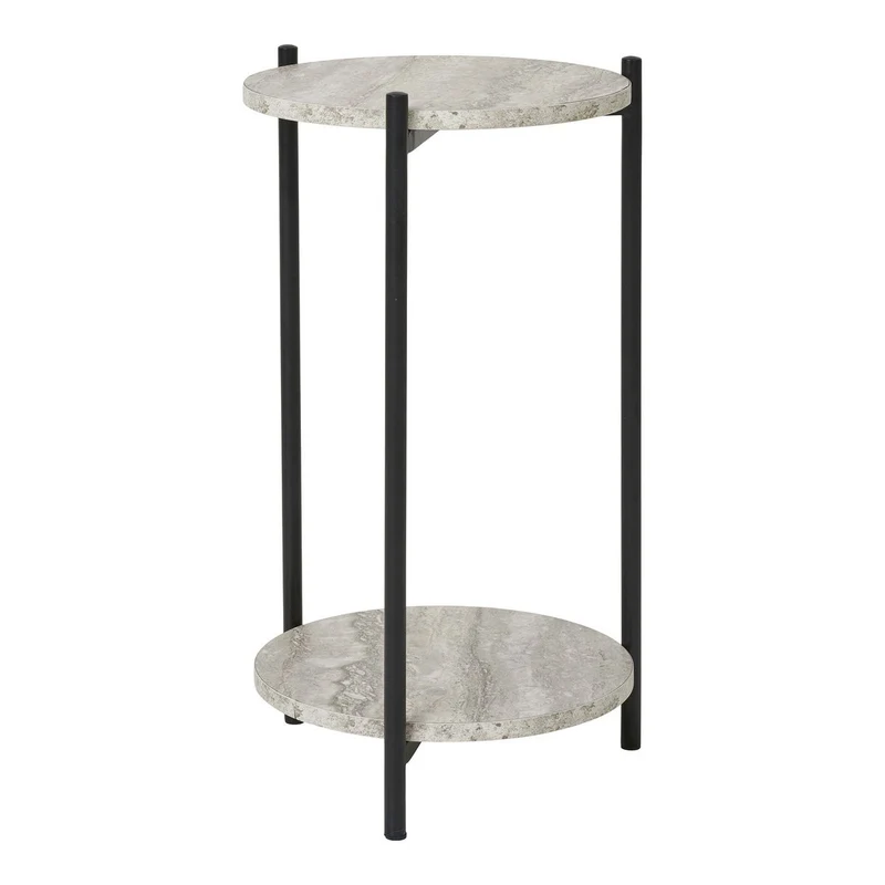 House Nordic Beistelltisch Leuven – Schwarz/Beige, Stahl, MDF, Ø 27 × 46 cm