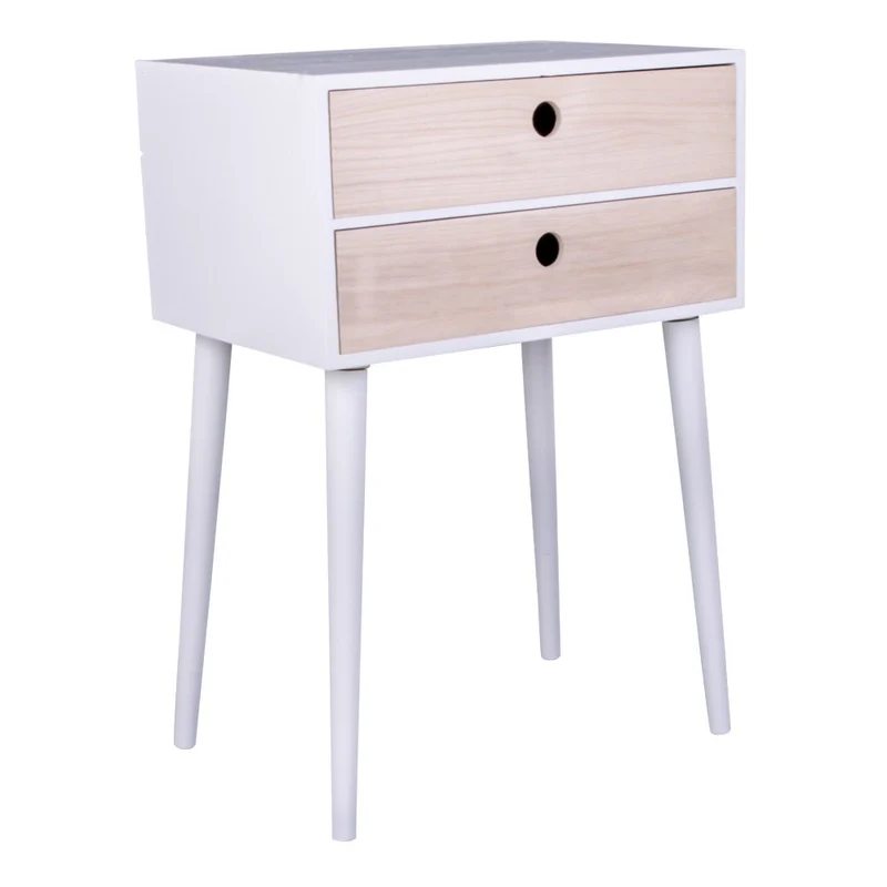 House Nordic Beistelltisch Rimini – Weiß/Natur, Kiefernholz, 32 × 45 × 65,5 cm