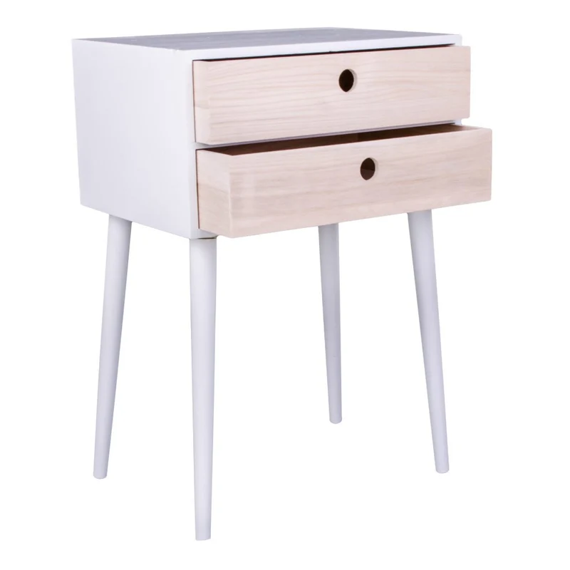 House Nordic Beistelltisch Rimini – Weiß/Natur, Kiefernholz, 32 × 45 × 65,5 cm