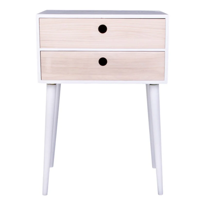 House Nordic Beistelltisch Rimini – Weiß/Natur, Kiefernholz, 32 × 45 × 65,5 cm